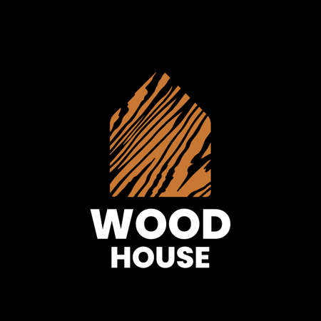 Wood House logo design template. Stock vector illustration.のイラスト素材