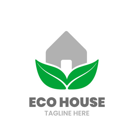 Eco House logo design template. Abstract home with leaves. Stock vector illustration.のイラスト素材