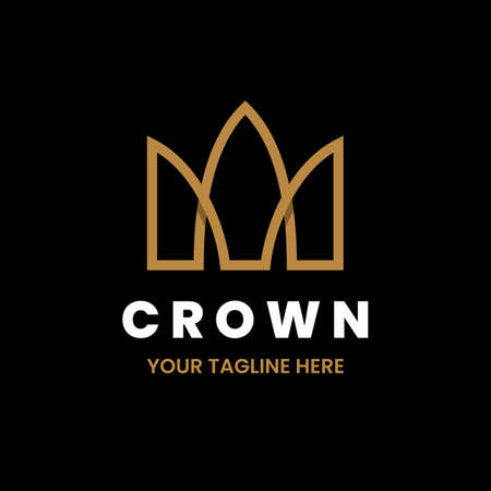 Crown line icon design template. Stock vector illustration.のイラスト素材