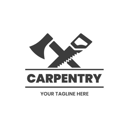 Carpentry icon design template. Axe and hand saw. Stock vector illustration.のイラスト素材