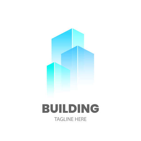 Building logo template. Abstract skyscrapers on white. Stock vector illustration.のイラスト素材