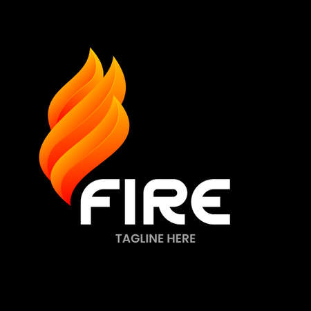 Fire template. Abstract flame on black. Stock vector emblem.のイラスト素材