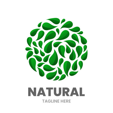 Natural template. Leaves in a circle. Stock vector emblem.のイラスト素材