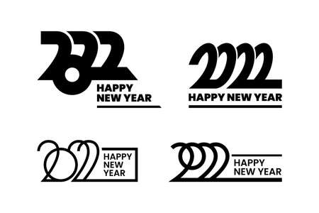2022 Happy New Year template. One color emblem with text. Stock vector illustration.のイラスト素材