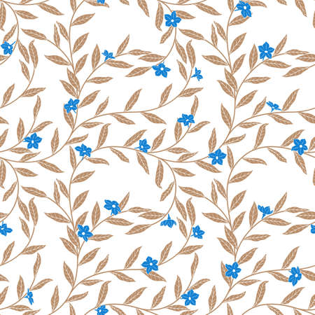 Leaves and flowers seamless background. Stock vector illustrationのイラスト素材