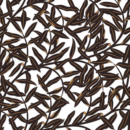 Leaves and branches seamless background. Stock vector illustrationのイラスト素材