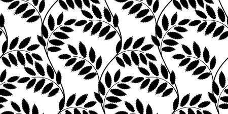 Rowan leaves seamless background in black. Stock vector illustrationのイラスト素材