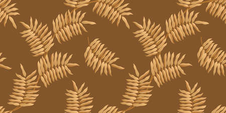 Golden leaves seamless background. Stock vector illustrationのイラスト素材
