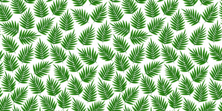 Abstract plant seamless background. Green leaves on white. Stock vector illustration.のイラスト素材