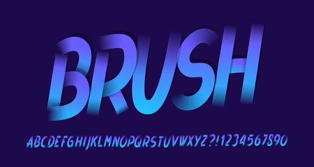 Brush alphabet font. Hand drawn letters and numbers. Hand written vector typescript for your design.のイラスト素材