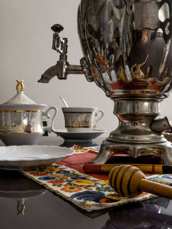 Samovar on the tableの写真素材
