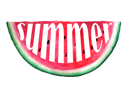Vector seamless watercolor hand drawn watermelon pattern. Organic food illustration. Summer love textのイラスト素材