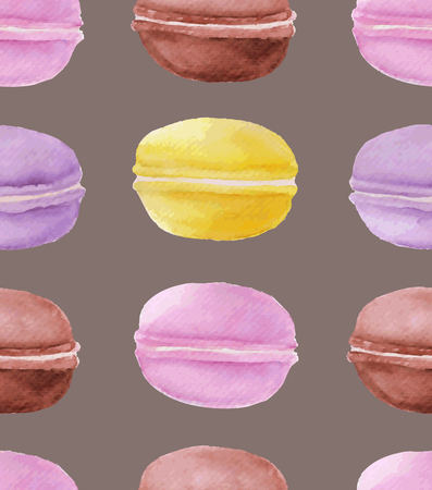 Vector watercolor macaron pattern. Seamless backgroundのイラスト素材