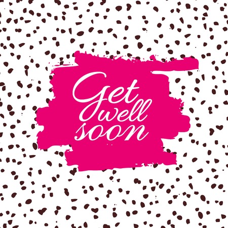 Get well soon. Friendly vector trendy artistic card with ink illustration.のイラスト素材