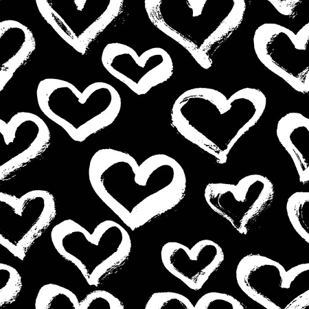 Vector seamless modern heart pattern. Trendy ink hand drawn illustration. Great for valentine cards, backgrounds, wrapping paper.のイラスト素材