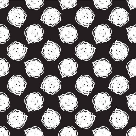 Vector seamless modern messy polka dot pattern. Messy ink dry brush background. Black and white artistic print. Great for decor, wrapping paper, wallpaper,のイラスト素材