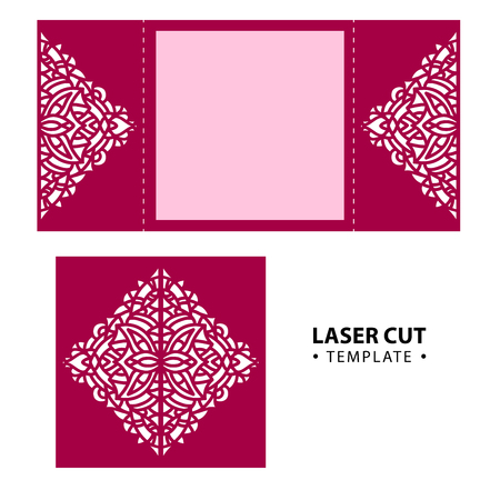 Laser cut vector envelope card temlate with abstract ornament. Cのイラスト素材