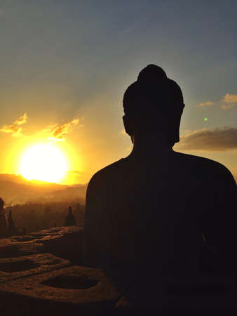 Photo was taken in Borobudur temple - Oct 2013 during sunsetの素材