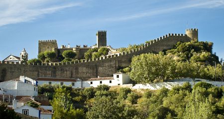 WALLS OF OBIDOS, A SMALL TOWN WITHIN A MEDIEVAL CASTLEの写真素材