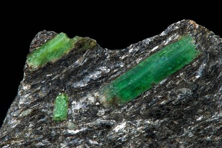 emerald jewel in the matrix on a black backgroundの写真素材