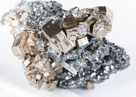 Mineralogical specimen comprising crystals of pyrrhotite, galena and quartz; Dalnegorsk mine, Russia