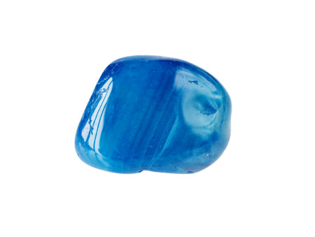 Blue semi-precious agate stone isolated on white background