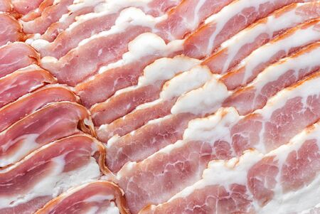 Row of thin slices of bacon