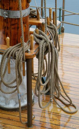 Detail of the deck and mastfoot of a sailing ship.の写真素材