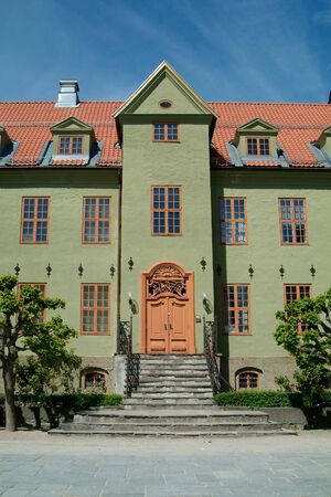 Detail of old, green building in Oslo, Norwayの写真素材