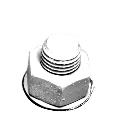 Bolt and nut, high-key, black and white abstractの写真素材