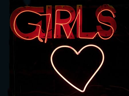 Neon sign with the text の写真素材