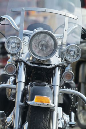 Front view of classic, American motorbike