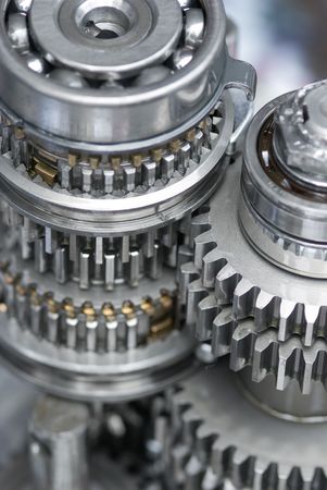 Car gearbox. Shallow depth of field with the central parts in focus.の写真素材