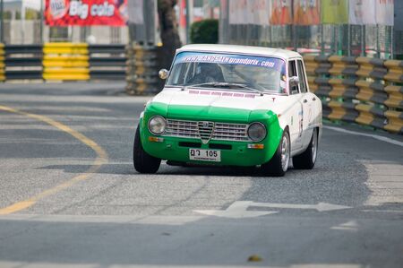 BANG SAEN - NOVEMBER 13: Classic Italian Alfa Romeo Giulia participating in the vintage car race during Bang Saen Speed Festival 2010 on November 13, 2010 in Bang Saen, Thailand.のeditorial素材