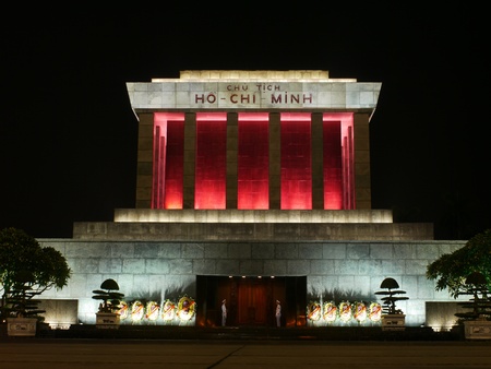 Night photo of the Ho Chi Minh Mausoleum in Hanoi, Vietnamのeditorial素材