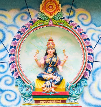 Porcelain image of Indiradurgai from Sri Mariamman Hindu temple in Ho Chi Minh City, Vietnam.の写真素材