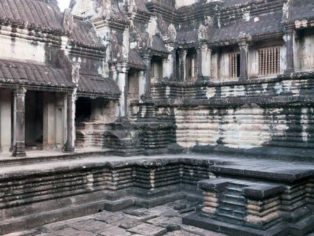 One of the four basins at Angkor Wat in Siem Reap, Cambodia.のeditorial素材