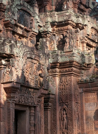 Detail of the Banteay Srey Temple in Siem Reap, Cambodiaの写真素材