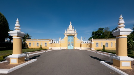The main entrance to the Royal Palace in Phnom Penh, Cambodia, seen from the inside.の写真素材