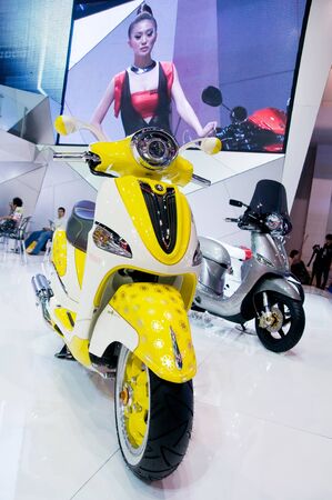 BANGKOK - APRIL 6: Yamaha show special versions of the Filano scooter at the 33rd Bangkok International Motor Show at Impact Challenger on April 6, 2012 in Bangkok, Thailand.のeditorial素材
