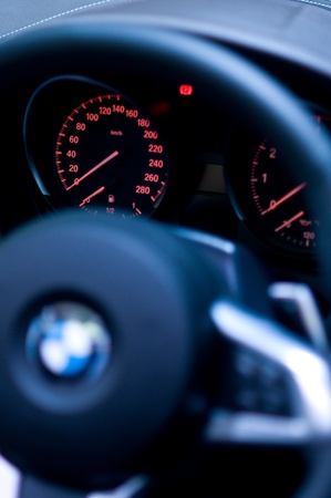BANGKOK - APRIL 6: Electronic dashboard of BMW sports car at the 33rd Bangkok International Motor...