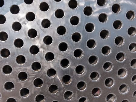 End plate of a shell and tube condenser at an industrial workshop. The image can also be used to illustrate a waste heat evaporator, since they are more or less identical.の写真素材