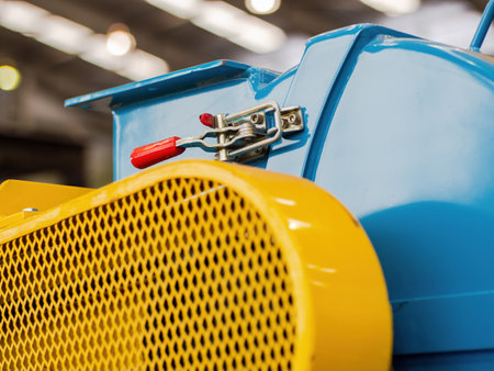 Close-up of hammer mill. Shallow depth of field with the hatch lock in focus.の写真素材