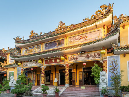 The Phap Bao Temple in Hoi An, Quang Nam province, Vietnam. The old city of Hoi An is a World Heritage Site, and famous for its well preserved buildings and street structure dating back from the days when it was a major trading port.のeditorial素材