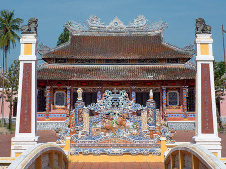 The Van Mieu Temple in Hoi An, Quang Nam province, Vietnam. The old city of Hoi An is a World Heritage Site, and famous for its well preserved buildings and street structure dating back from the days when it was a major trading port.のeditorial素材
