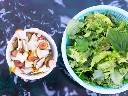 Vietnamese dish, dua mon at a restaurant in Thanh Hoa, Vietnam.の写真素材