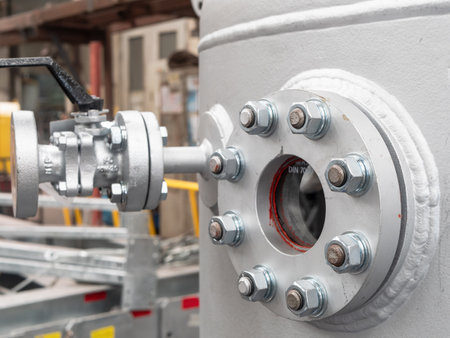 Pressure vessel with inspection window attached with several bolts.