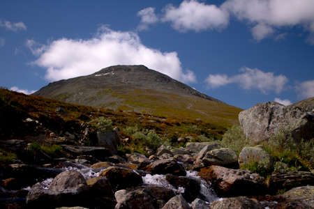 A stream running down the Skogshorn mountain in Hemsedal, Norway