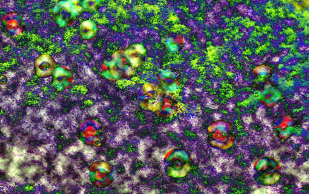 Abstract background. Soap bubbles on the blur nature. Colorful Fantasy background.