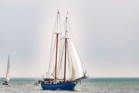 Rostock, Germany - August 2016: Sailing ship Stortemelk on the baltic sea.のeditorial素材